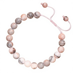Pulsera de Piedras Naturales de Cebra Rosa de 8mm para Comercio Transfronterizo, Regalo Unisex para el Día de San Valentín - Product Image 1