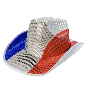 Chapeau <span class=keywords><strong>de</strong></span> cowboy Mardi Gras brillant à paillettes colorées pour les fans <span class=keywords><strong>de</strong></span> football, accessoire <span class=keywords><strong>de</strong></span> costume pour <span class=keywords><strong>le</strong></span> Mardi Gras, chapeau <span class=keywords><strong>de</strong></span> costume pour les matchs <span class=keywords><strong>de</strong></span> football - Product Image 3