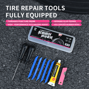 TYRESEALANT Kit de réparation de pneus personnalisable 5 pièces entièrement équipé, comprend un applicateur de colle, un agent de vulcanisation et des tiges de caoutchouc pour voiture - Product Image 3