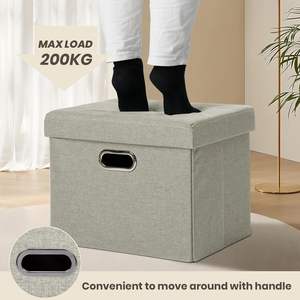 <span class=keywords><strong>Banc</strong></span> <span class=keywords><strong>de</strong></span> <span class=keywords><strong>rangement</strong></span> en tissu moderne <span class=keywords><strong>de</strong></span> 17 pouces avec tabouret <span class=keywords><strong>de</strong></span> poitrine court au <span class=keywords><strong>design</strong></span> chinois pouf <span class=keywords><strong>de</strong></span> chambre pliant avec poignées - Product Image 4