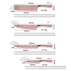 Vente chaude 6 pièces en acier inoxydable ensemble de <span class=keywords><strong>couteaux</strong></span> de cuisine couteau de Chef antiadhésif rose maison cadeau caractéristique jetable - Product Image 4