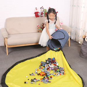 Sac de rangement détachable pour briques et jouets Lego avec tapis de jeu, panier à jouets unisexe en tissu Oxford bleu pour enfants - Product Image 1