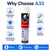 MUCHAO A33 500ml Adhésif polyuréthane monocomposant blanc à séchage rapide multi-usages pour la construction de portes et fenêtres en bois