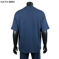T-shirt uni pour homme en coton 320 g/m², col épais, col montant, coupe ample, épaules tombantes, t-shirt surdimensionné lourd
