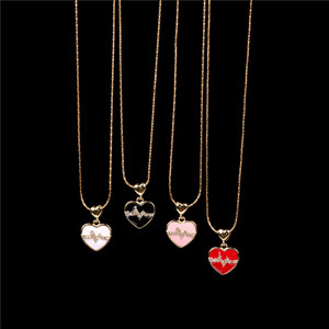 Collier pendentif <span class=keywords><strong>ECG</strong></span> en zircon plaqué or pour femme, chaîne clavicule de fréquence cardiaque pour la Saint-Valentin - Product Image 2