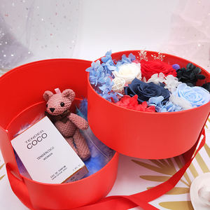 INUNION Custom Luxury Handmade Round Double Layers Rotating Rose <strong>Gifts</strong> Packaging Flower Boxes Christmas <strong>Sweet</strong> Boxes - Product Image 6