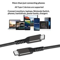 Kabel USB C ke USB-C 100W PD 5A Pengisian Cepat, Jalinan Nilon, Transfer Data 480Mbps untuk Laptop, Tablet, Smartphone