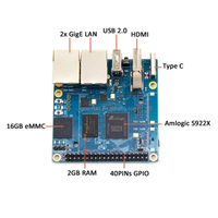 Banana Pi BPI-M2S, 4GB de RAM, 16GB, EMMC S922x, WiFI integrado, BT, módulo PoE, cámara MIPI DSI, pantallas de desarrollo, placas Banana Pi M2S