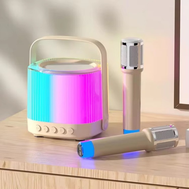 AULA K11 V5.1 Speaker RGB LED Lighting 2 Wireless Microphones Mini Plastic Cabinet USB DC Power Source 5-10W Touch Control APP