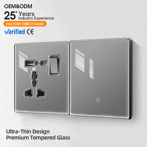 שקע חשמלי אוניברסלי KSQ OEM/ODM 220V-250V עם פאנל זכוכית מחוסמת 13A תקן בריטי לשימוש ביתי, מלונות ווילות - Product Image 1