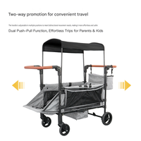 Chariot de camping multifonctionnel pliable et portable avec auvent, adapté aux jumeaux ou à deux enfants