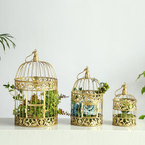 Cage à oiseaux décorative dorée, ornements, en fer, pour mariage, modèle de photographie, maison souple, décoration - Product Image 3