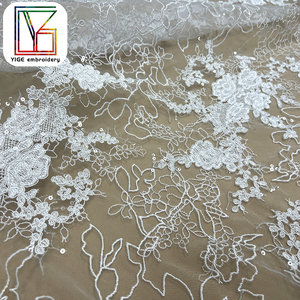 Sang Trọng Thêu Dây Với Sequin <span class=keywords><strong>Net</strong></span> Tulle Ren Vải Chất Lượng Cao Shiny Sequins Bridal Lưới Ren Vải Cho Váy Cưới - Product Image 3