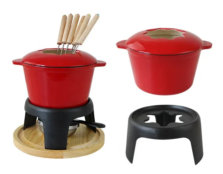 Groothandel Goedkope Prijs Geëmailleerde Kaas Fondue Pot/Gietijzeren Fondue Set