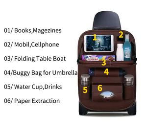 Accesorios universales para automóviles, bolsa de almacenamiento plegable para asiento trasero de coche, organizador multifuncional de cuero PU para coche - Product Image 6