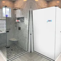 PDLC Glass Bathroom Sex Bath Golden Stand Shower Room with Sliding Door Clear Sale Black Business Switchable Privacy Glass Door