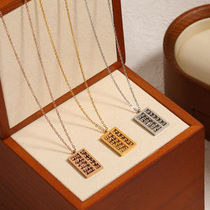 Collar con Colgante de <span class=keywords><strong>Ábaco</strong></span> de Acero Inoxidable Chapado en Oro de 18K Dina, Cadena de Eslabones Moderna y Simbólica, Joyería Hipoalergénica, Regalo para Mujer - Product Image 6
