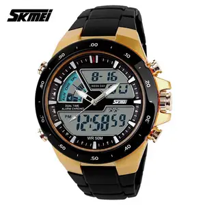 SKMEI 1016 10 브랜드 황금 gents 디지털 시계 꽃 디자인 고무 밴드 방수 다기능 광고 스포츠 시계