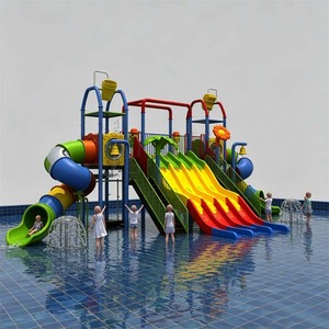 Équipement de jeux aquatiques en fibre de verre pour parcs d'attractions, maison aquatique personnalisée pour enfants avec plusieurs toboggans et fonctions de pulvérisation - Product Image 3