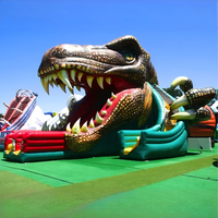 Toboggan géant gonflable à double courbe toboggan gonflable à dinosaure aire de jeux pour enfants ou adultes