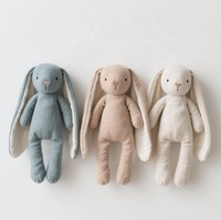 Jouet en peluche personnalisé de lapin à longues oreilles, poupée lapin en coton et lin doux, cadeau pour bébés et enfants