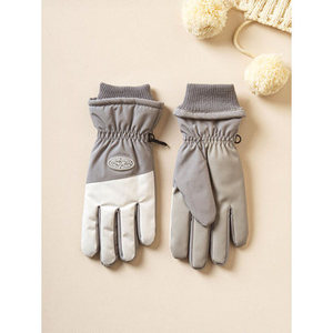 Guanti da sci verdi da donna con un punto di colore Block guanti riscaldanti PU per attività termiche all'aperto da snowboard - Product Image 1