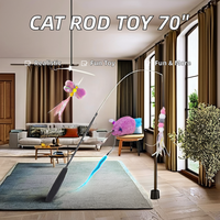 Canne à pêche pour chat extra longue de 70 pouces, jouet moderne et rétractable, accessoire pour chat, souris réaliste, livraison rapide