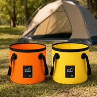 Seau pliable personnalisé avec logo, 20 L, sac à eau en PVC imperméable avec poignée noire, essentiels de voyage pour le camping, la pêche, le lavage de voiture