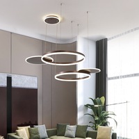 Nordischer Luxus Dreischichtige Runde Hängelampe LED Gold Schwarz Pendelleuchte mit Fernbedienung LED-Kronleuchter Deckenleuchte