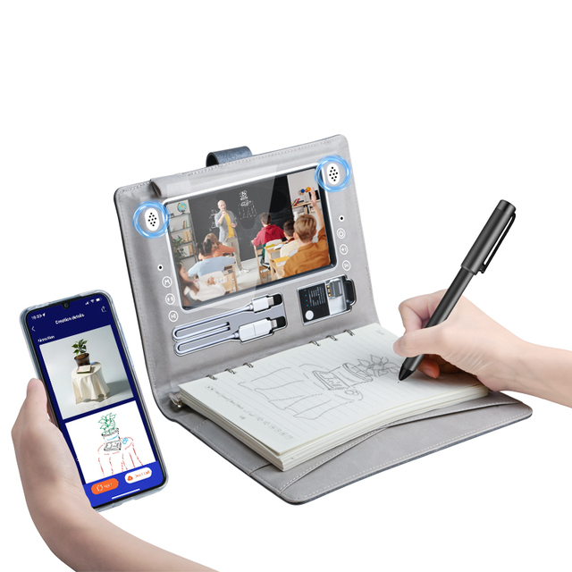 Customized Fingerprint Lock AI Diary with Power Bank Large LCD Video Recorder MP4 Player Diary with Smart Pen and Flash Driver