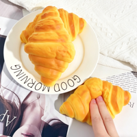 Jouet Squishy en Mousse PU Personnalisé en Forme de Croissant, à Remontée Lente, Anti-Stress, Vente en Gros Fabricant