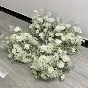 QSLH-Ar171 Wedding Event Decor Table Garland Artificial Baby Breath White Rose Centerpiece Flower Ball Babys Breath Arch Flower