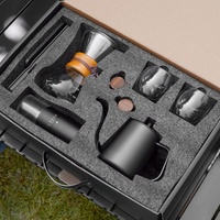 Coffret cadeau de voyage 9 pièces Ensemble à café Tasse en verre Balance à café Moulin à café Cafetière à filtre Ensemble combiné Kit à café à verser