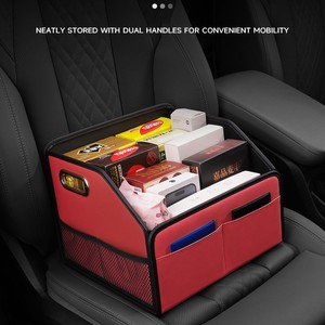 Organisateur latéral de siège de voiture pliable avec poignée, boîte de rangement en cuir pour compartiment passager - Product Image 1