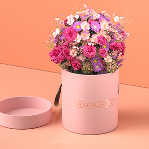사용자 정의 대형 엑스트라 빅 사이즈 골드 로고 매트 판지 종이 장미 꽃 포장 뚜껑과 블랙 라운드 꽃 모자 상자 - Product Image 3