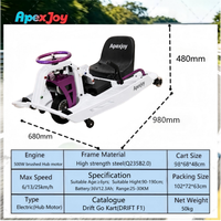 APEXJOY DRIFT F1- 500W Gokart Listrik untuk Drift Racing, Kecepatan 25 km/jam, Beban Maksimal 200kg, Cocok untuk Dewasa, Sewa, Armada, Grosir