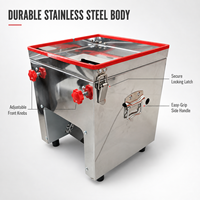 Machine à trancher la viande de table professionnelle 850W, modèle 90, pour la préparation de poitrines de poulet fraîches dans les cuisines de restauration et d'hôtels