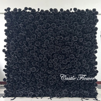 W-B031 Mur de fleurs en toile de fond enroulable 6D, roses noires, thème noir, fleurs décoratives pour la décoration de mariage