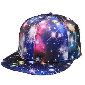 Gorras Personalizadas de 6 Paneles Ajustables, Diseño de Galaxia Azul Cielo Estrellado, Estilo Hip Hop Urbano Americano, Gorra de Visera Plana para Unisex - Product Image 4