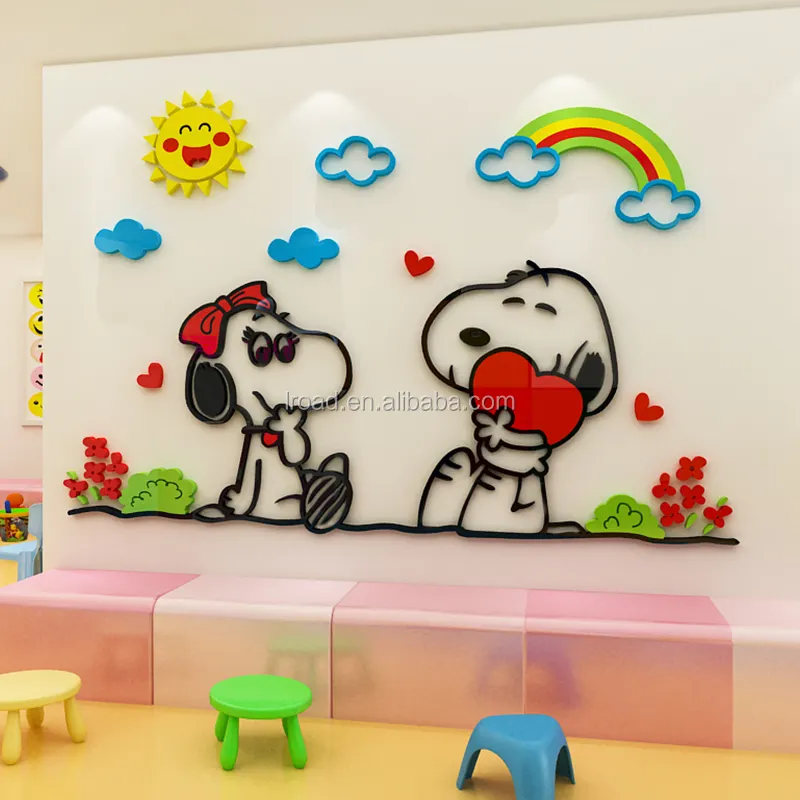 Acrylic 3D wall sticker self adhesive waterproof children's room bedroom background wall cartoon stickers