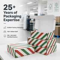Boîte cadeau personnalisée à rayures de Noël, motif étoile verte, blanche et rouge, avec fermeture à rabat, vente en gros, directement de l'usine pour la vente au détail