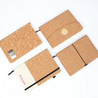 4 Estilos de Cuadernos A5 Personalizados Promocionales de Corcho Hechos a Mano, Cuadernos de Piel Sintética para Negocios con Encuadernación Térmica y Cierre de Banda Elástica