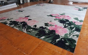 Alfombra de lujo personalizada de fábrica con patrón floral, Alfombra de lana copetuda a mano, alfombras para sala de estar, sala de reuniones - Product Image 5
