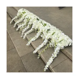 LFB511-2ครีมขาว1M ดอกกุหลาบสีขาวประดิษฐ์ไฮเดรนเยียแขวนดอกไม้พวงมาลัยสำหรับขาย