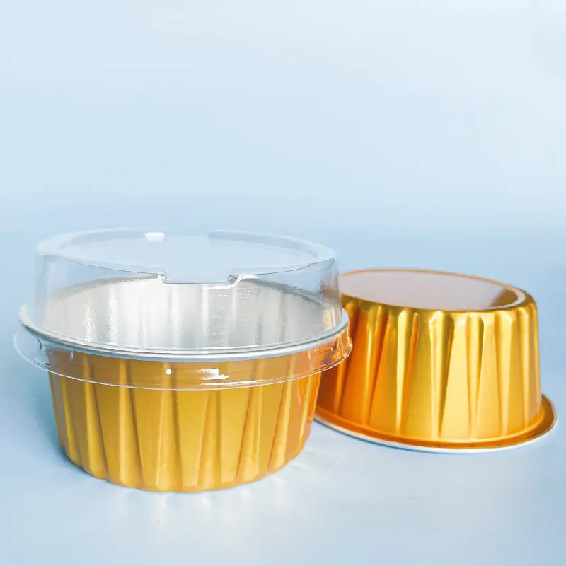 Aluminum Foil Baking Cups with Lids Dessert Pudding Cupcake Baking Cups Holders