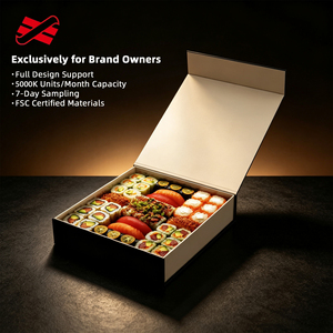 Caja de <span class=keywords><strong>Sushi</strong></span> Magnética de Cartón Rígido Reciclado con Logotipo Personalizado, Caja de Embalaje de Lujo con Tapa Abatible para Alimentos - Product Image 1
