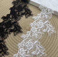 Robe de soirée longue et soutien-gorge de lingerie pour femme, ornée de paillettes, avec bordure en dentelle de luxe en cordon souple soluble dans l'eau et broderie 3D