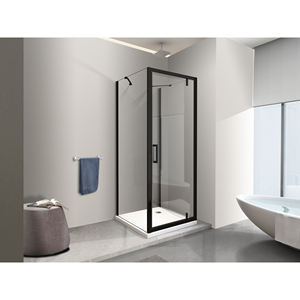 ฝักบัวอาบน้ำที่มี2ผนังด้านข้างคงที่และประตูสวิงด้านหน้าเลื่อน8มม. H200สีดำด้านขนาด100 (98-100) คงที่ + ประตู70 (68-71) - Product Image 1