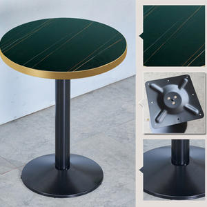 卸売高品質大理石パターン合板デスクトップコーヒーショップカフェテーブルゴールデンレッグダイニングテーブルレストラン家具 - Product Image 2