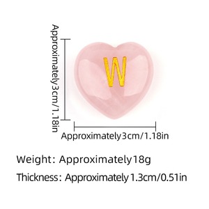 Cristal curativo 26 letras del alfabeto amor corazón cuarzo rosa Puff corazón bolsillo piedra preocupación piedra corazón tallado para decoración del hogar - Product Image 5